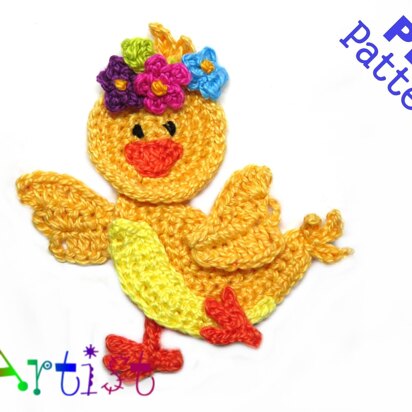 Chick set 4 crochet applique