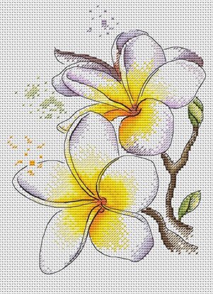 Plumeria Frangipani Cross Stitch PDF Pattern