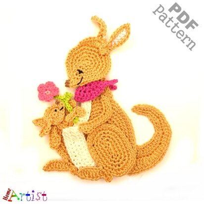 Kangaroo crochet applique pattern