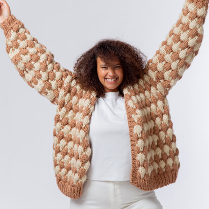 Bubble Stitch Cardigan - Free Knitting Pattern For Women in Paintbox Yarns Simply Super Chunky