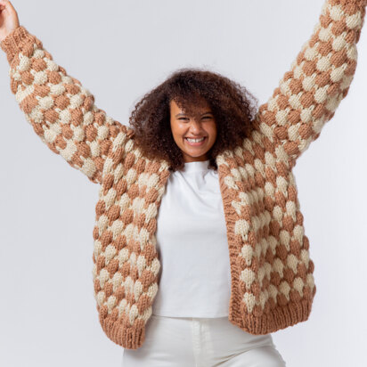 Bubble Stitch Cardigan - Free Knitting Pattern For Women - Cardigan Knitting Pattern in Paintbox Yarns Simply Super Chunky