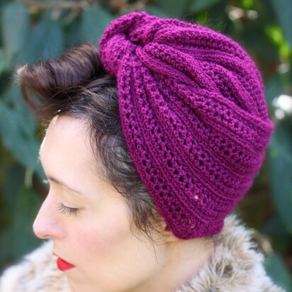 Herringbone Lace Turban - knitting pattern