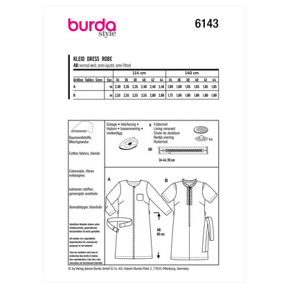 Burda Style Misses' Dress B6143 - Paper Pattern, Size 8-18 | LoveCrafts Burda Style Misses' Dress B6143 - Paper Pattern, Size 8-18 | LoveCrafts