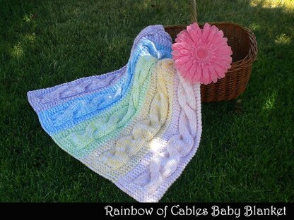 Rainbow of Cables Baby Blanket