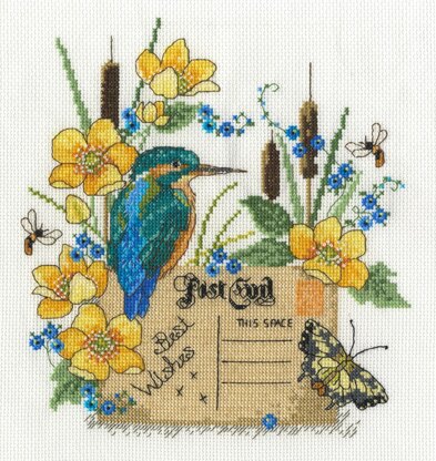 DMC Kingfisher 14 Count Cross Stitch Kit - 22.5cm x 22.5cm