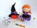 Pebble doll Young Witch and Pumpkin