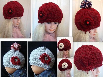 632 RED HAT, Knitting pattern, baby to adult