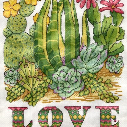 Design Works Cactus Love Cross Stitch Kit - 22.86cm x 30.48cm