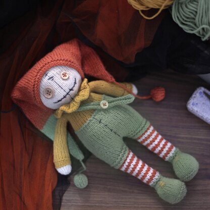 Peter Halloween clown doll knitting pattern