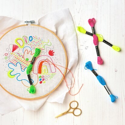 Anchor Neon Abstract Sampler Freestyle Embroidery Kit - 17cm