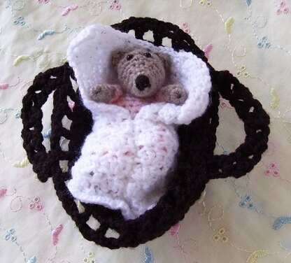 Crochetbury Baby Bear in Moses Basket