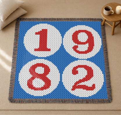 Birth Year 1982 Crib Blanket C2C CROCHET PATTERN French colors Afghan