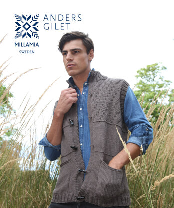 Anders Gilet - Knitting Pattern For Men in MillaMia Naturally Soft Aran