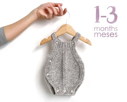 1-3 months - TWISTY Baby Knitted Romper Pattern