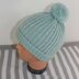 Simple Aran Fishermans Rib Bobble Beanie Hat