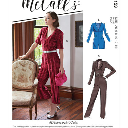 McCall's DelanceyMcCalls - Misses' Romper, Jumpsuit & Belt M8153 - Sewing Pattern