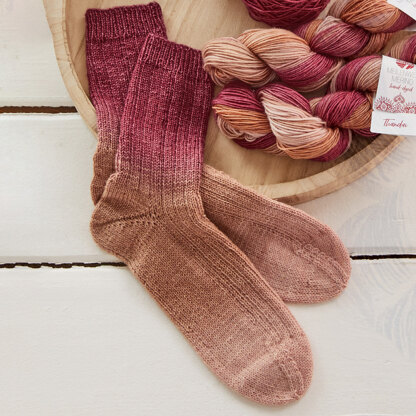 Lana Grossa 01 Rib Pattern Socks in Meilenweit Merino Hand Dyed PDF