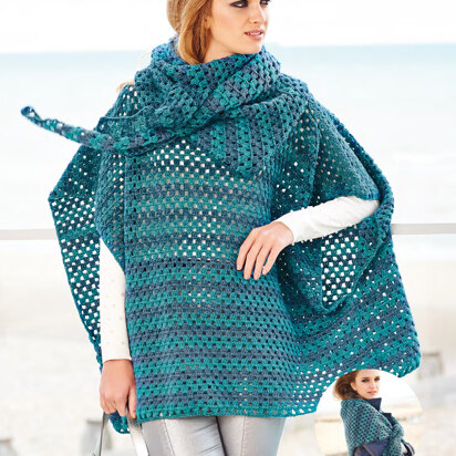 Poncho & Shawl in Rico Creative Wool Dégradé - 759 - Downloadable PDF