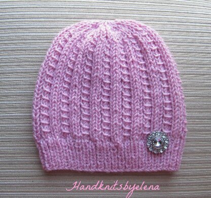 Hat in a Pretty Ribbing for a Lady