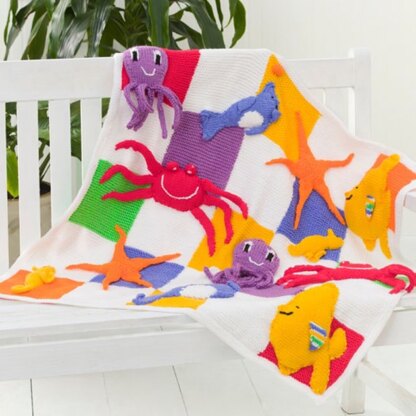 Sea Creatures Throw in Red Heart Super Saver Economy Solids - WR2051