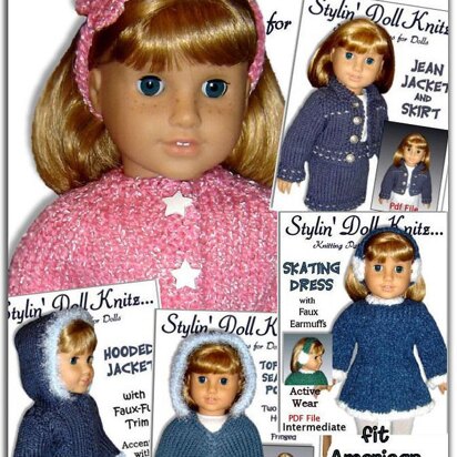 5 pdf knitting patterns. Fits 18 inch and American Girl Doll 03