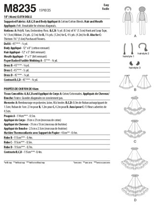 McCall's 18 Cloth Dolls M8235 - Paper Pattern, Size One Size Only