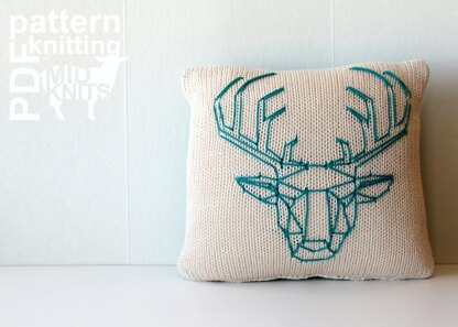 Origami Stag Head Throw Pillow (2016012)