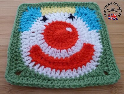 'Jolly Clown' Afghan Square