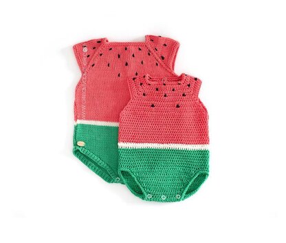 6-12 months - Crochet Watermelon Romper