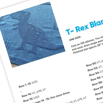 T. Rex Dinosaur Knitted Blanket