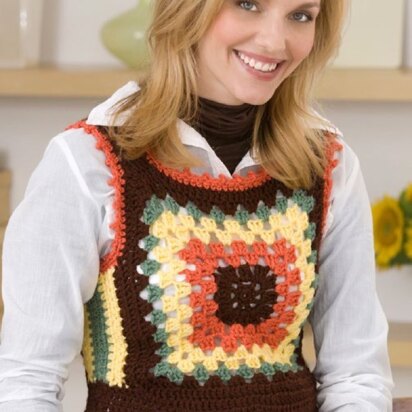 Granny Motif Vest in Red Heart Super Saver Economy Solids - LW2514