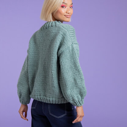 Easy Everyday Sweater - Free Knitting Pattern for Women in Paintbox Yarns Wool Blend Super Chunky