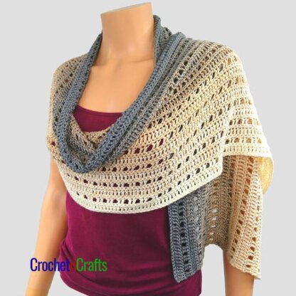 Intermittent Open Stitch Rectangular Crochet Shawl