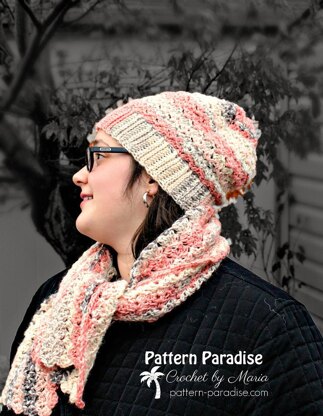 Sunset Blush Hat and Scarf Set