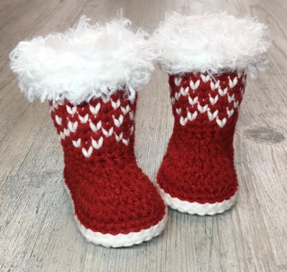 Christmas Baby Booties Crochet Pattern