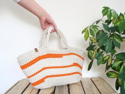 Striped Basket Bag