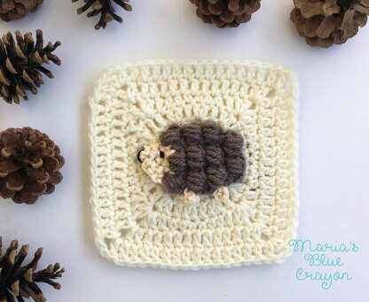 Woodland Hedgehog Applique - Granny Square