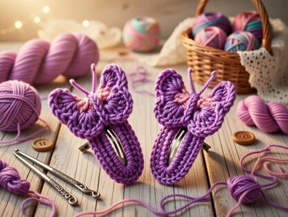 Crochet Butterfly Hair Clip Pdf + Video Tutorials