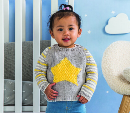 Star Knit Baby Pullover in Bernat Bundle Up - Downloadable PDF