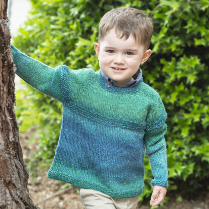 Top Down Gradient Kid's Sweater in Cascade 220 Superwash Wave - W719 - Downloadable PDF