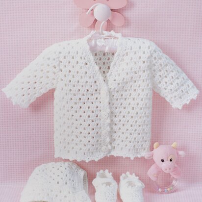 Lacy Set to Crochet in Bernat Softee Baby Solids