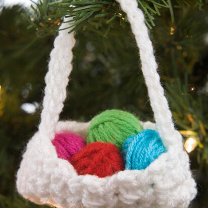 Crochet Basket Ornament in Red Heart Super Saver Economy Solids - LW4822 - Downloadable PDF