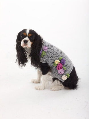 Lady Who Lunches Dog Sweater in Lion Brand Vanna's Choice Multi and Bonbons Cotton- L30252