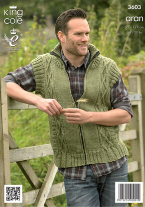 Sweater and Gilet in King Cole Big Value Aran - 3603