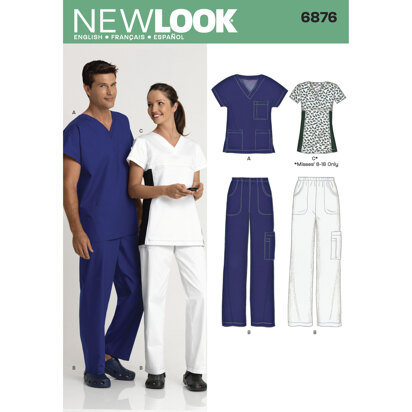 New Look Miss/Men Scrubs 6876 - Paper Pattern, Size A ALL SIZES