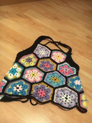 African Flower Hexagon crochet top