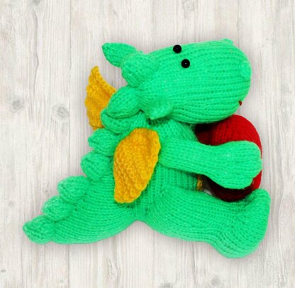Denny Dragon Knitting Pattern, Knitted Dragon, Dinosaur Knitting Pattern