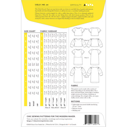 Closet Core Patterns Cielo Top & Dress CCP20 - Sewing Pattern