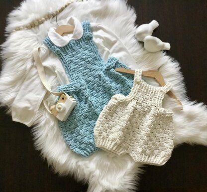 Harmony Basketweave Baby Boy & Girl Romper N 635