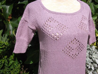 Scoop Neck Sweater with 3 Open Stitch Motifs
